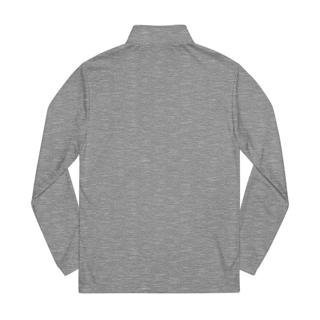 Embroidered Quarter-Zip Pullover — Abstract Gold & Navy Patch