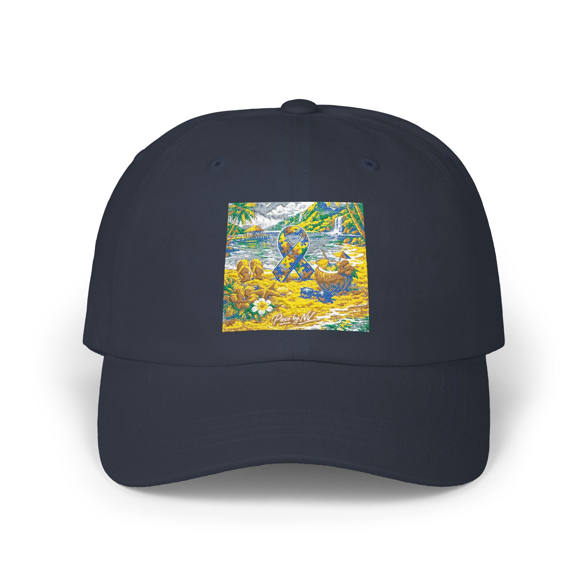 Floral Meadow Art Classic Dad Cap | Yellow Blue Wildflower Embroidery