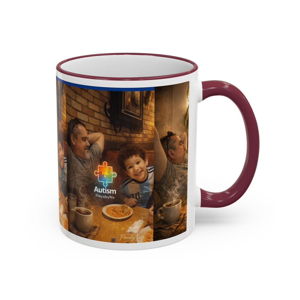 Autism Puzzle Heart Illustration Mug | Accent Rim & Handle