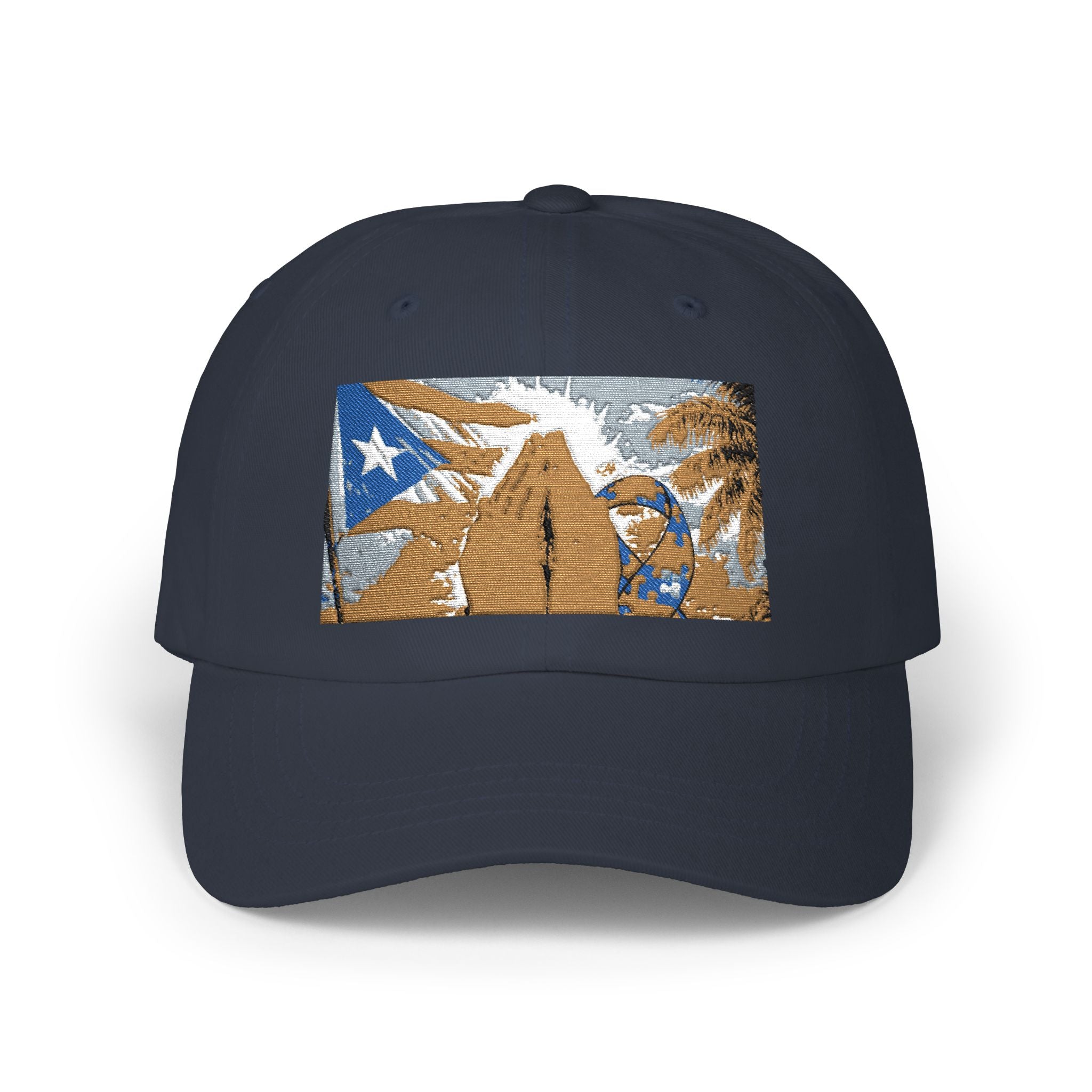 Puerto Rican Flag Surf Shack Dad Cap | Retro Beach Illustration Dad Cap