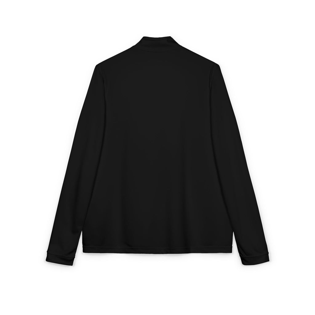 Embroidered Quarter-Zip Pullover — Abstract Gold & Navy Patch