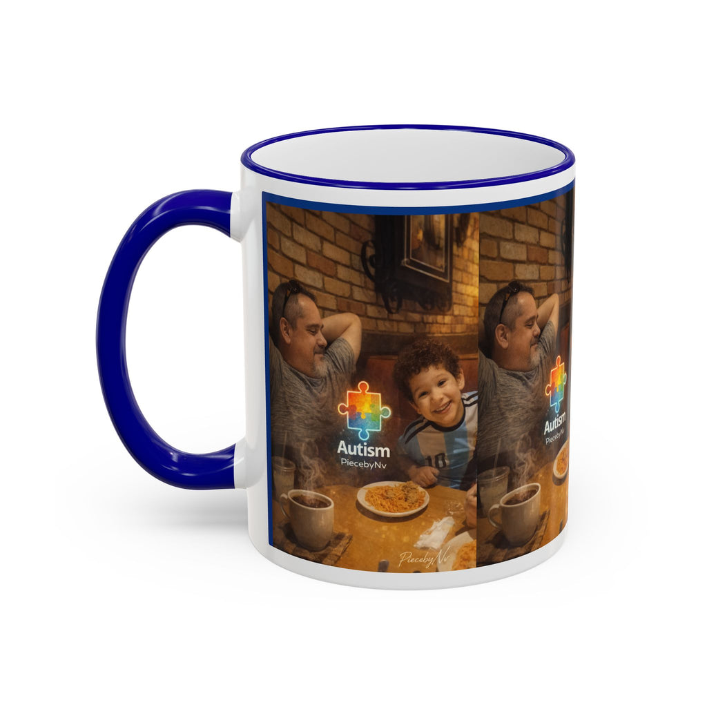 Autism Puzzle Heart Illustration Mug | Accent Rim & Handle