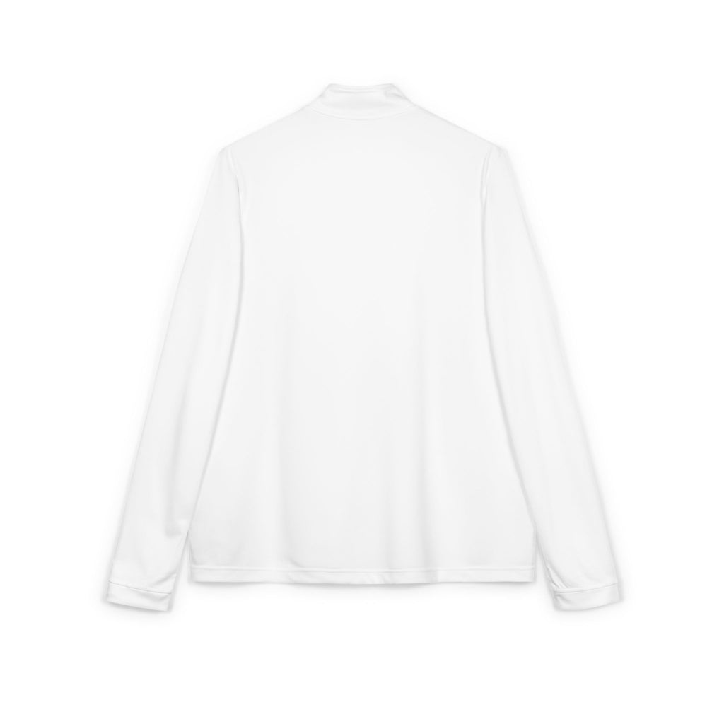 Embroidered Quarter-Zip Pullover — Abstract Gold & Navy Patch