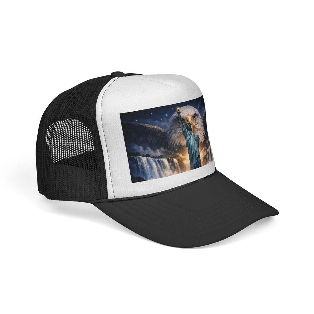 Statue of Liberty Eagle Scene Trucker Cap | Patriotic USA Design