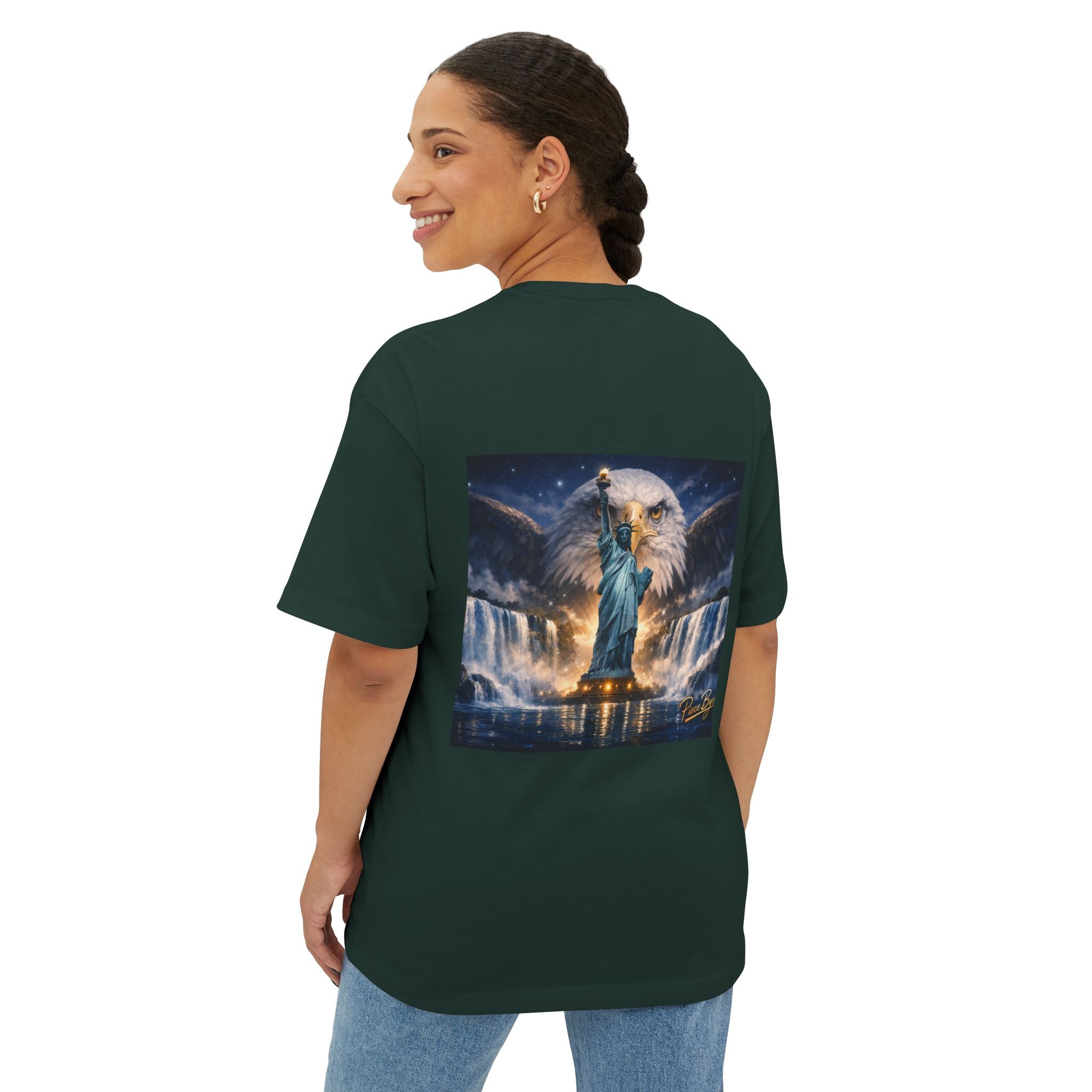 Statue of Liberty Eagle Back Print T-Shirt | Patriotic Liberty Artwork