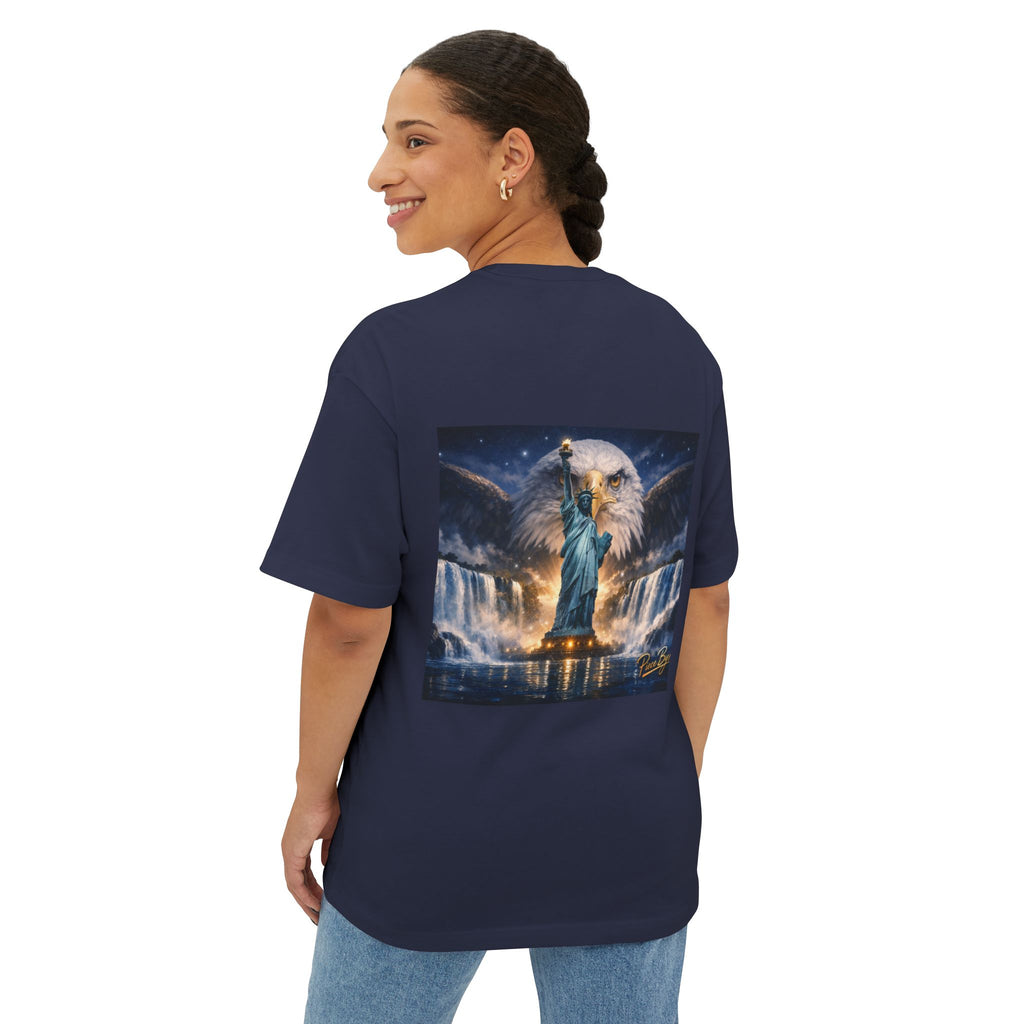 Statue of Liberty Eagle Back Print T-Shirt | Patriotic Liberty Artwork