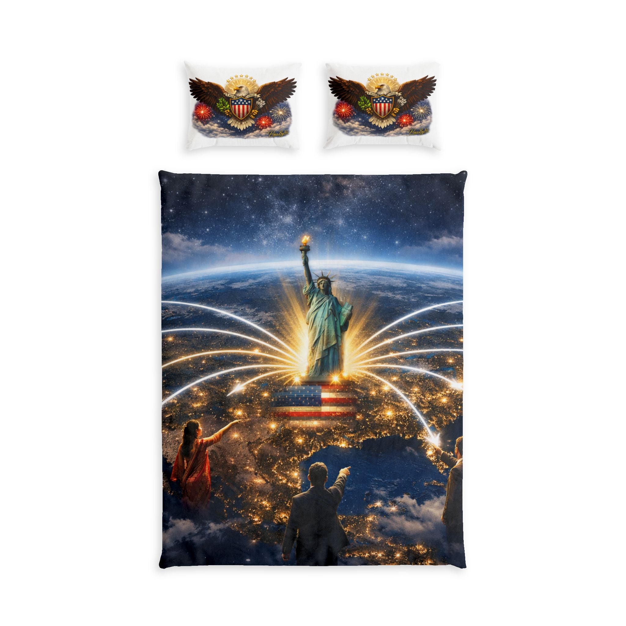 Statue of Liberty Night Skyline duvet cover | Cotton Bed Set