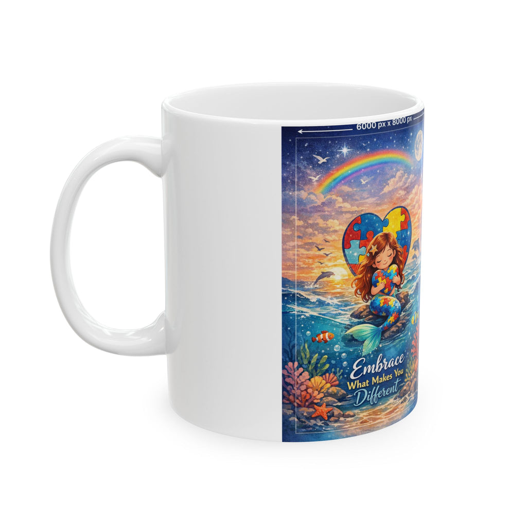 Autism Awareness Mermaid Heart mug | Ceramic Coffee Cup