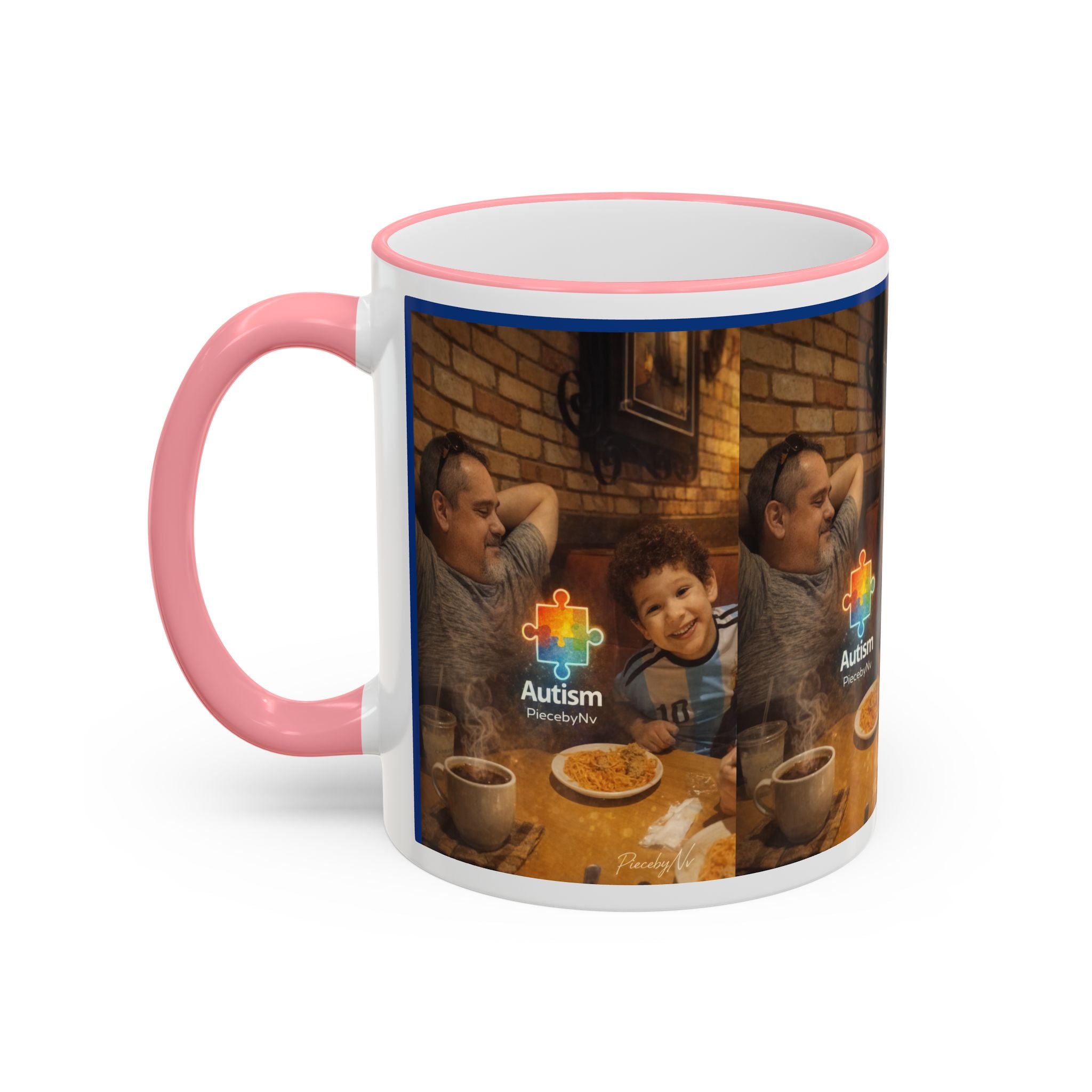 Autism Puzzle Heart Illustration Mug | Accent Rim & Handle