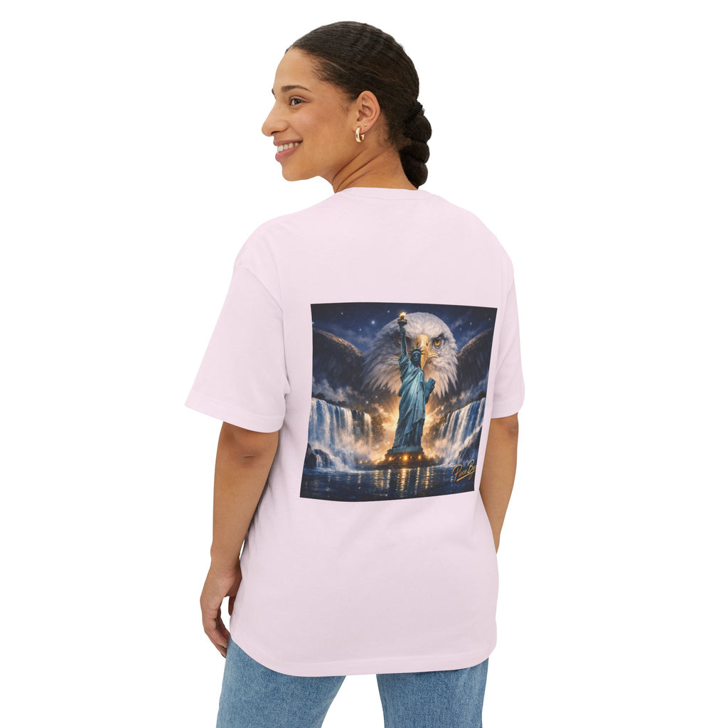 Statue of Liberty Eagle Back Print T-Shirt | Patriotic Liberty Artwork