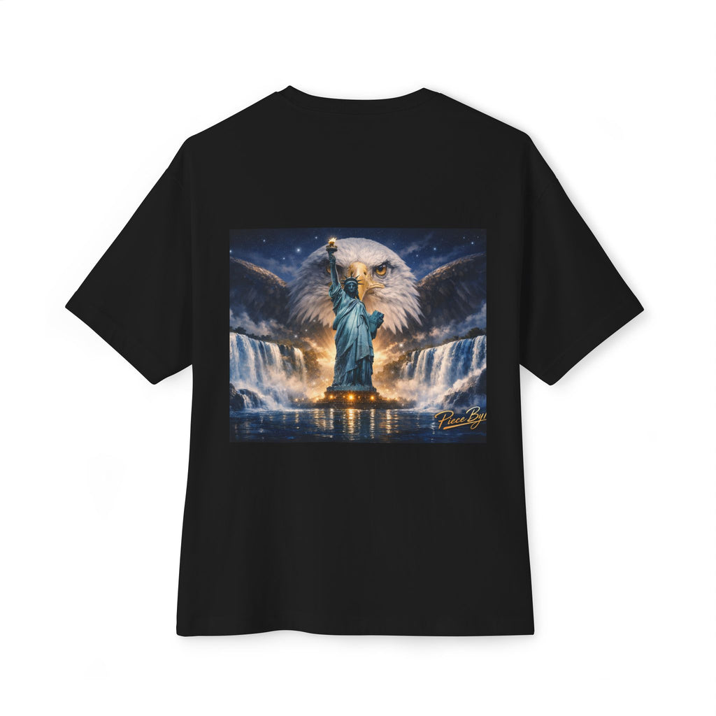 Statue of Liberty Eagle Back Print T-Shirt | Patriotic Liberty Artwork
