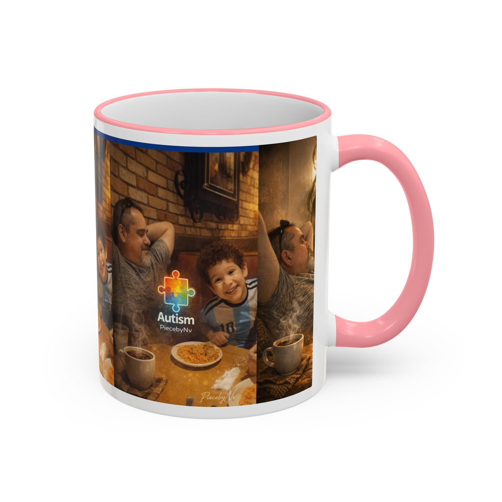 Autism Puzzle Heart Illustration Mug | Accent Rim & Handle