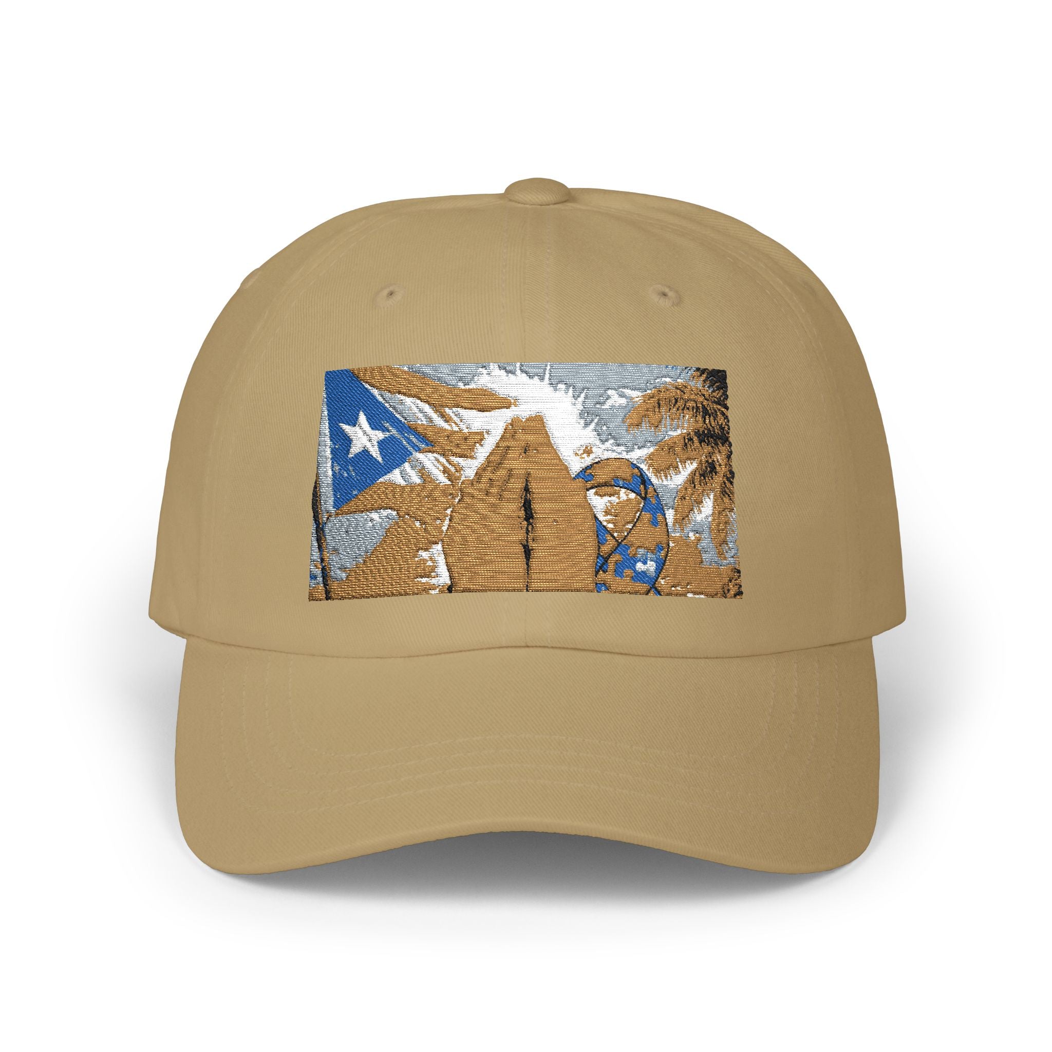 Puerto Rican Flag Surf Shack Dad Cap | Retro Beach Illustration Dad Cap