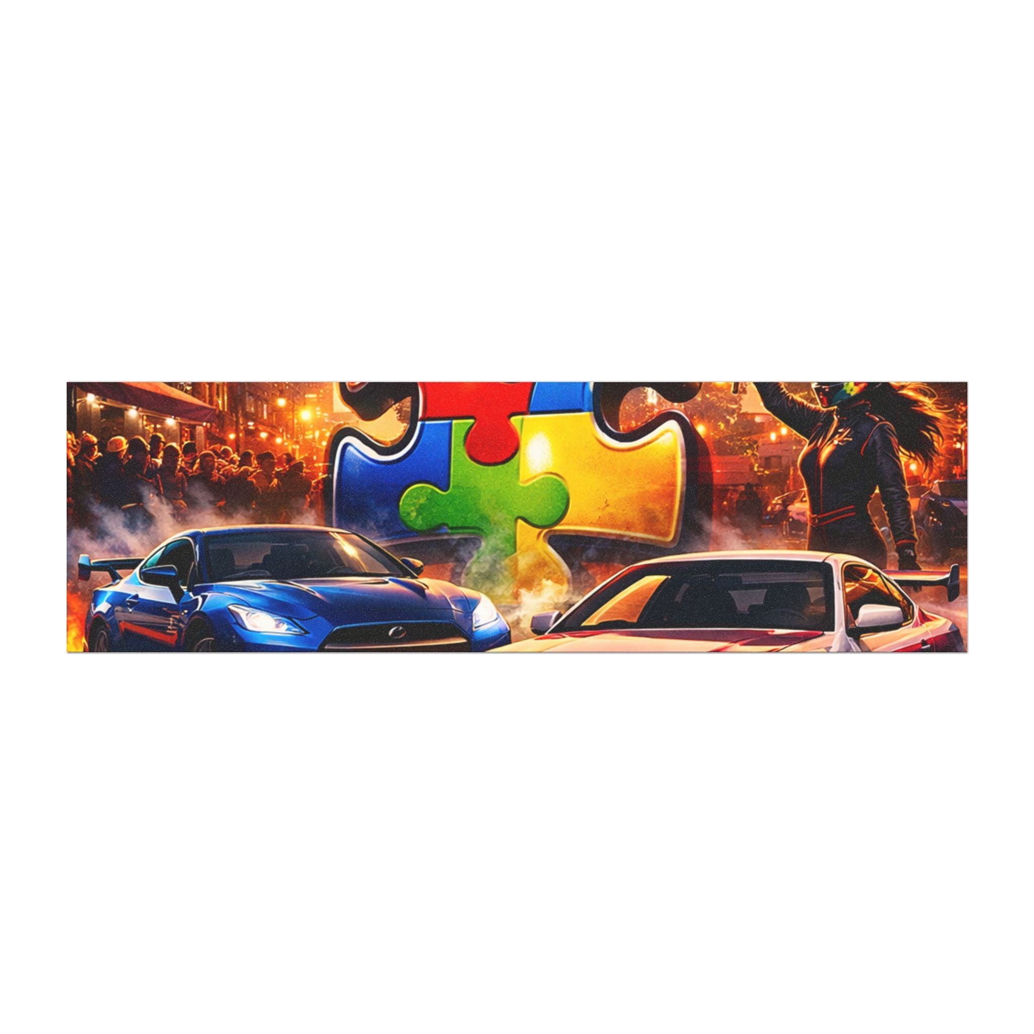 Racing Puzzle Piece Car Magnet | Magnetic Car Decal, Puzzle Autism Awareness