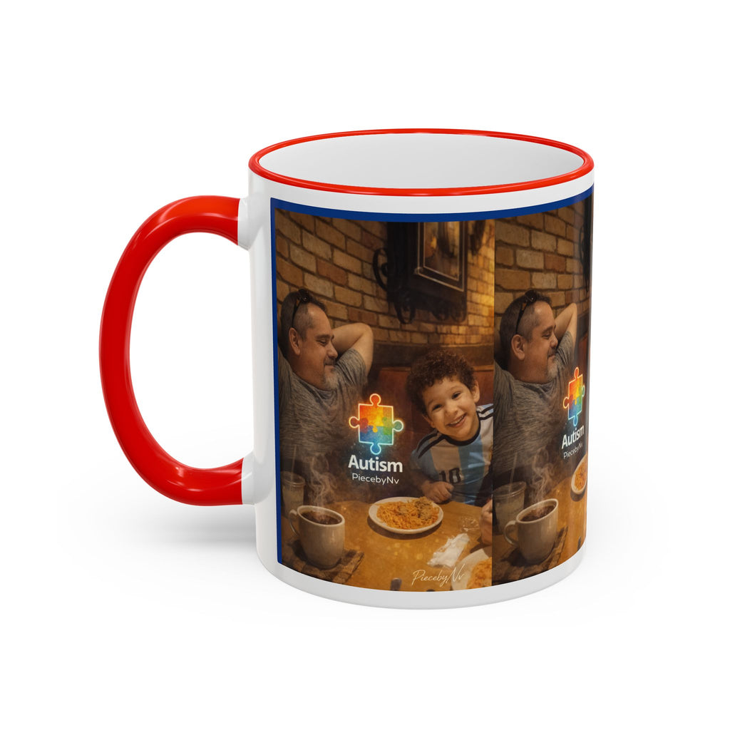 Autism Puzzle Heart Illustration Mug | Accent Rim & Handle