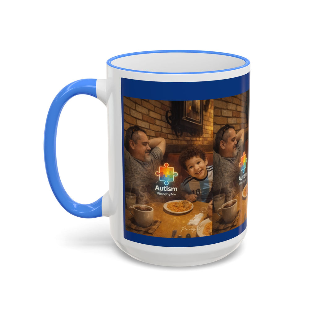Autism Puzzle Heart Illustration Mug | Accent Rim & Handle