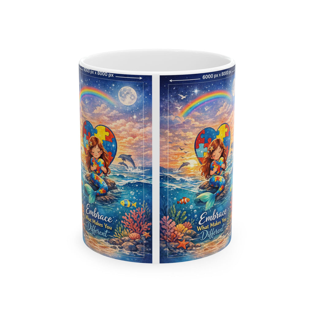 Autism Awareness Mermaid Heart mug | Ceramic Coffee Cup