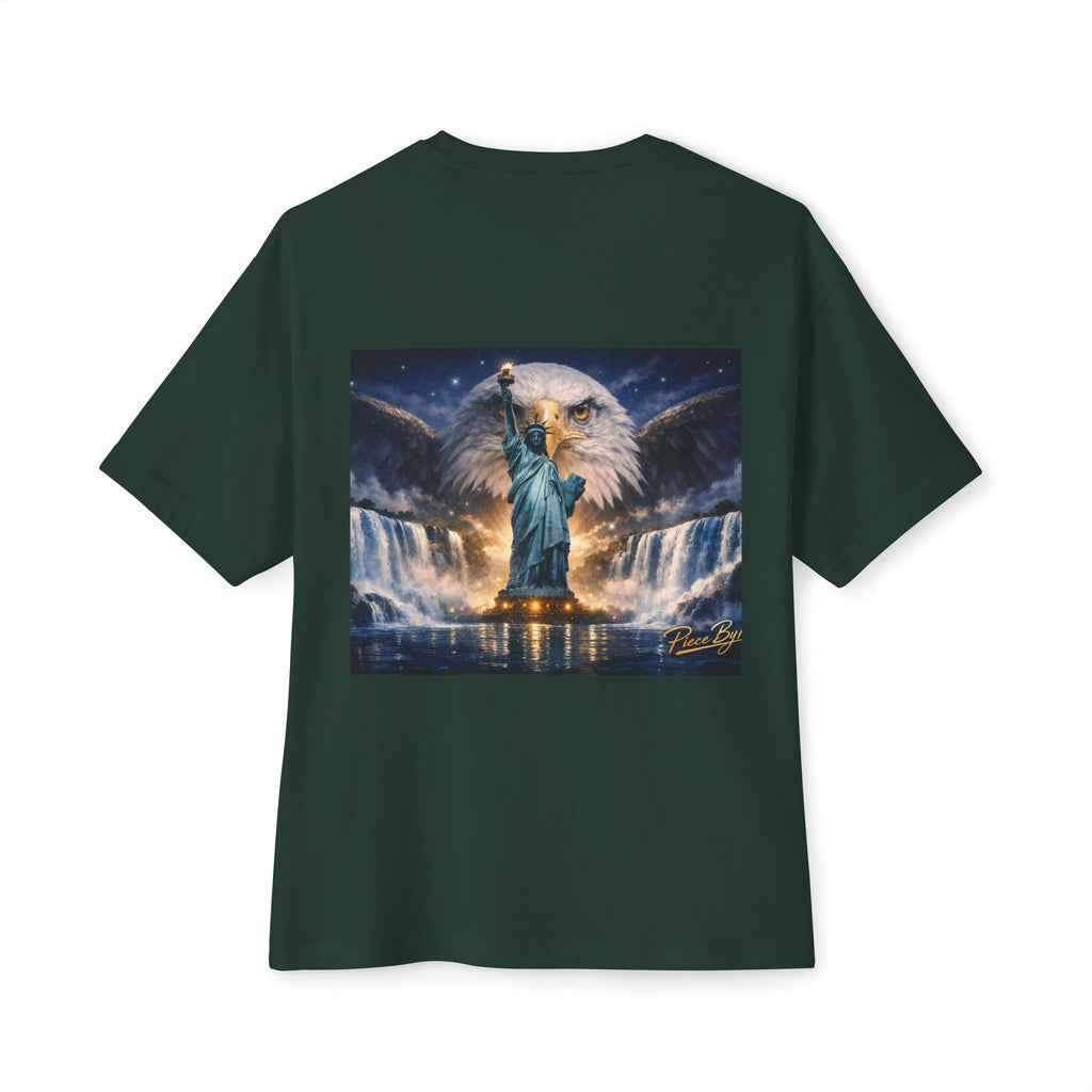 Statue of Liberty Eagle Back Print T-Shirt | Patriotic Liberty Artwork
