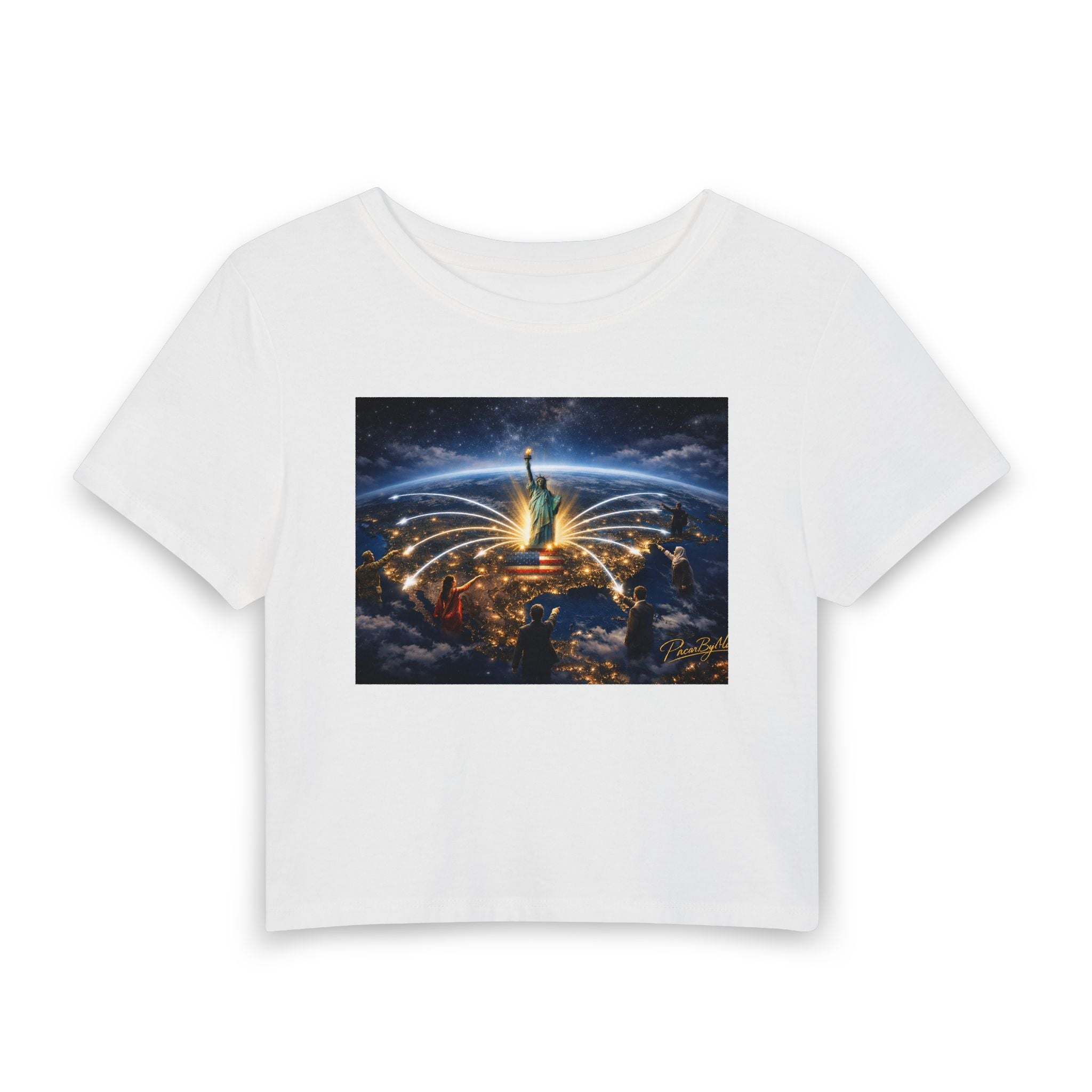 Statue of Liberty Cityscape Baby Tee | New York Skyline Graphic