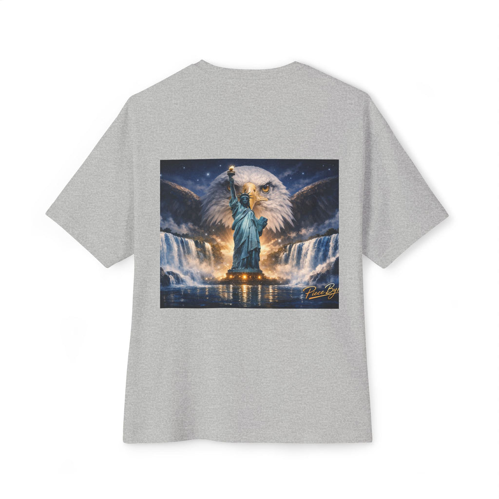 Statue of Liberty Eagle Back Print T-Shirt | Patriotic Liberty Artwork