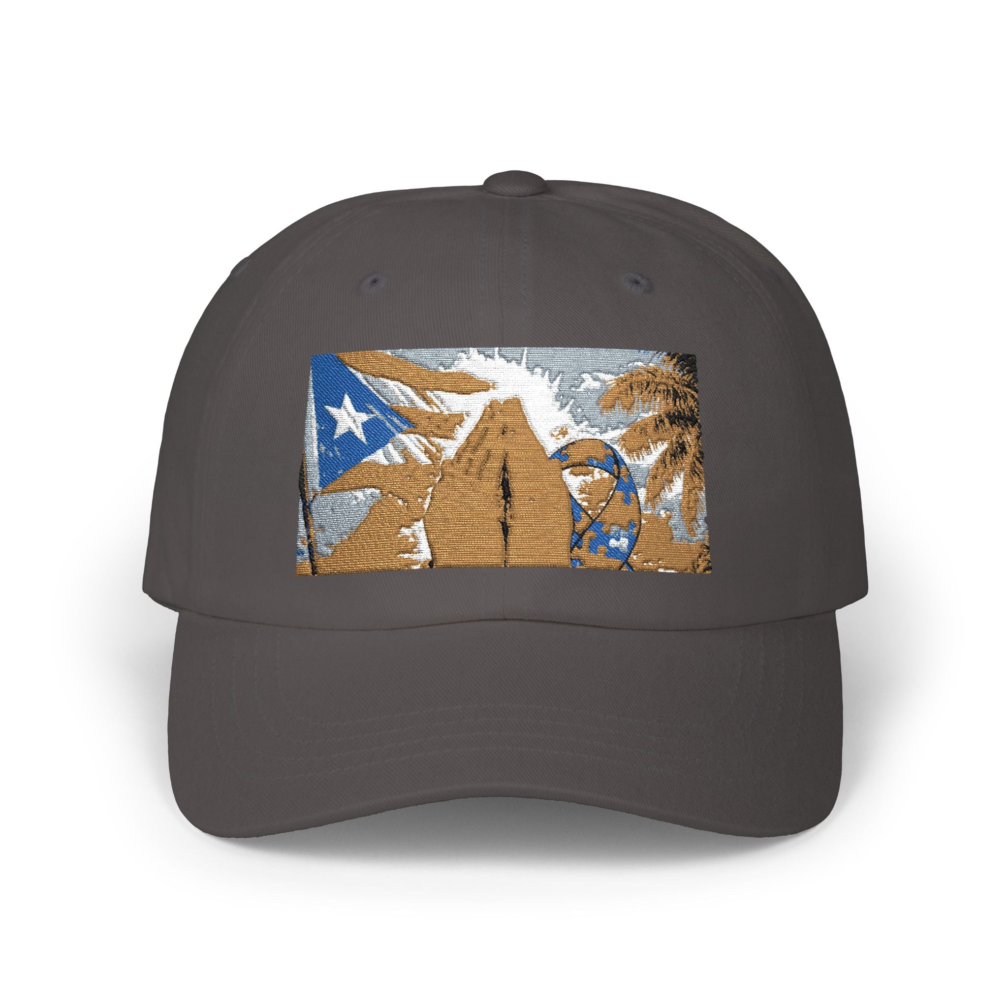 Puerto Rican Flag Surf Shack Dad Cap | Retro Beach Illustration Dad Cap