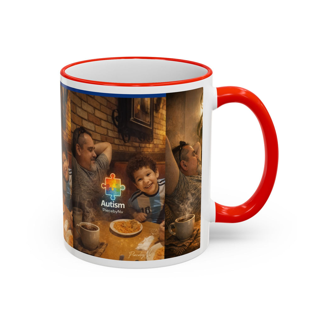 Autism Puzzle Heart Illustration Mug | Accent Rim & Handle