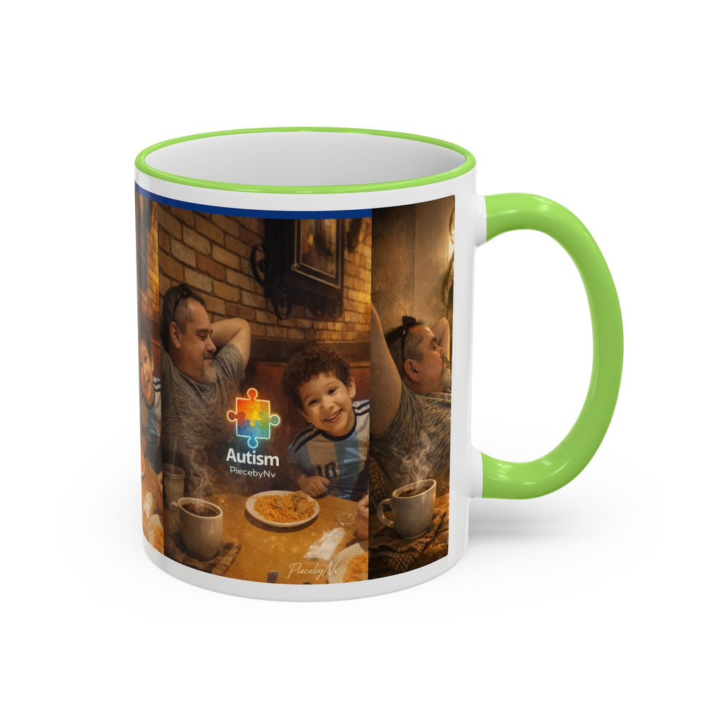 Autism Puzzle Heart Illustration Mug | Accent Rim & Handle