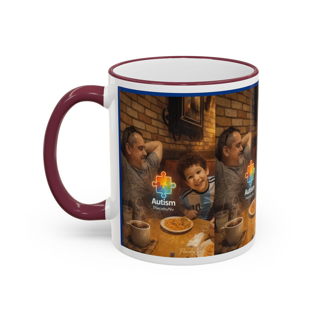 Autism Puzzle Heart Illustration Mug | Accent Rim & Handle