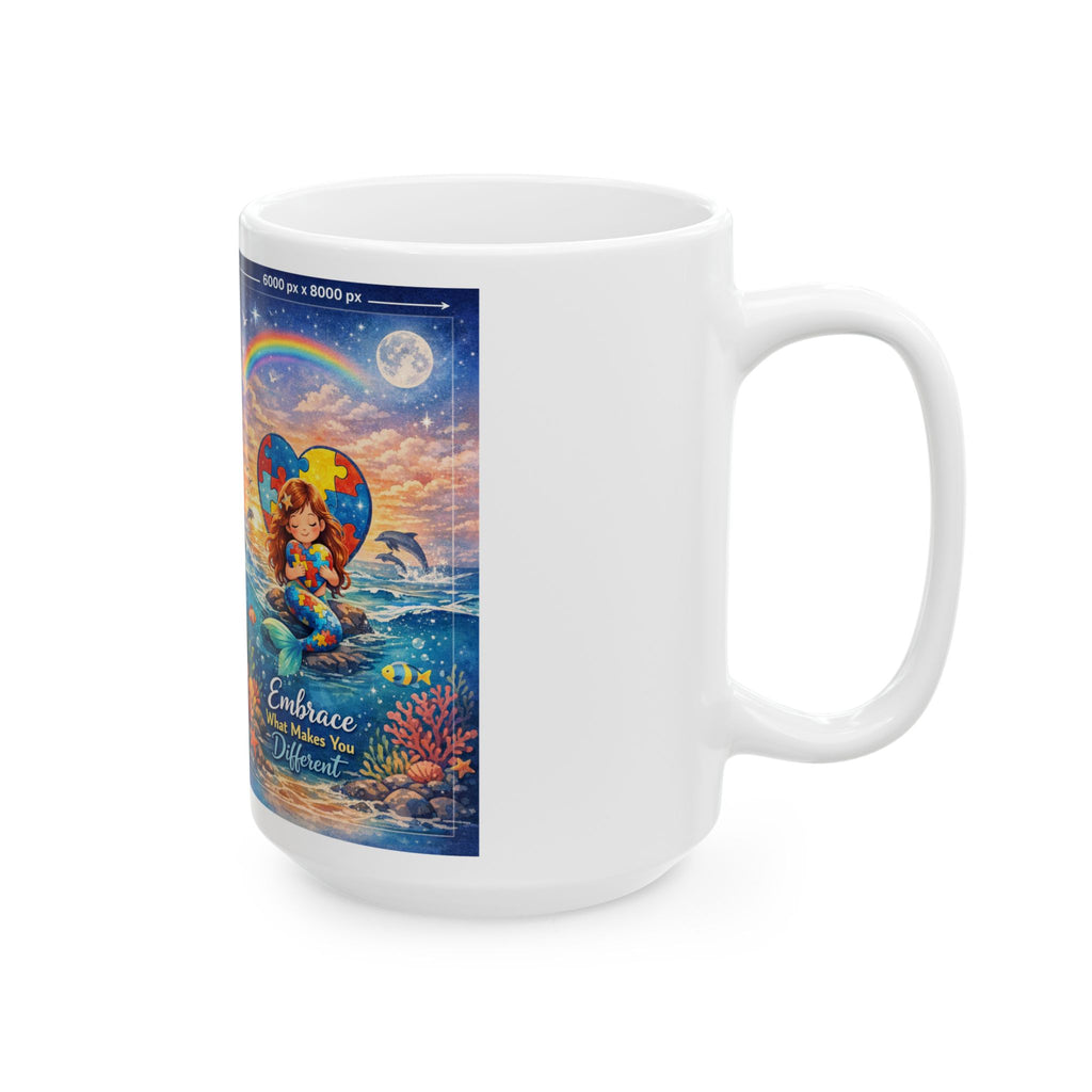 Autism Awareness Mermaid Heart mug | Ceramic Coffee Cup