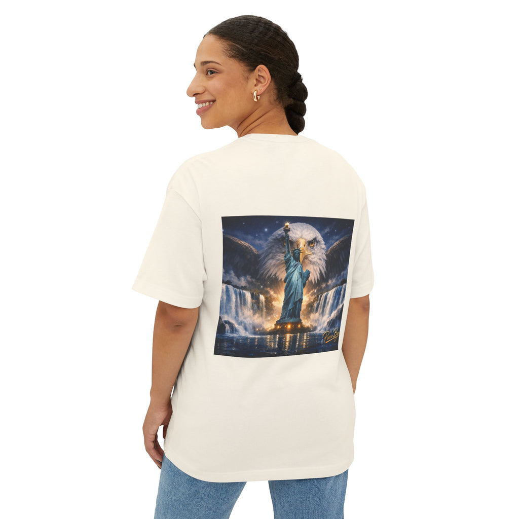Statue of Liberty Eagle Back Print T-Shirt | Patriotic Liberty Artwork
