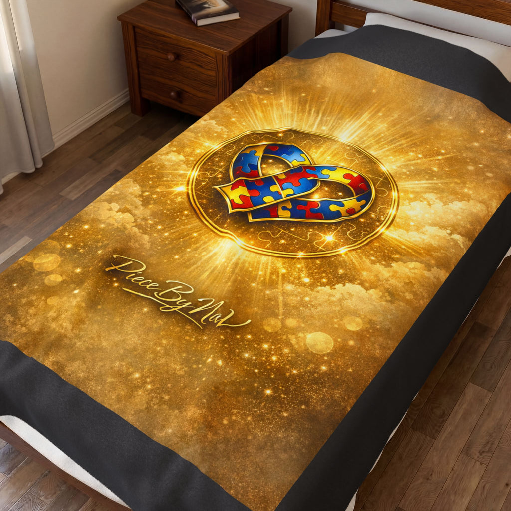 Autism Awareness Puzzle Heart Velveteen Plush Blanket
