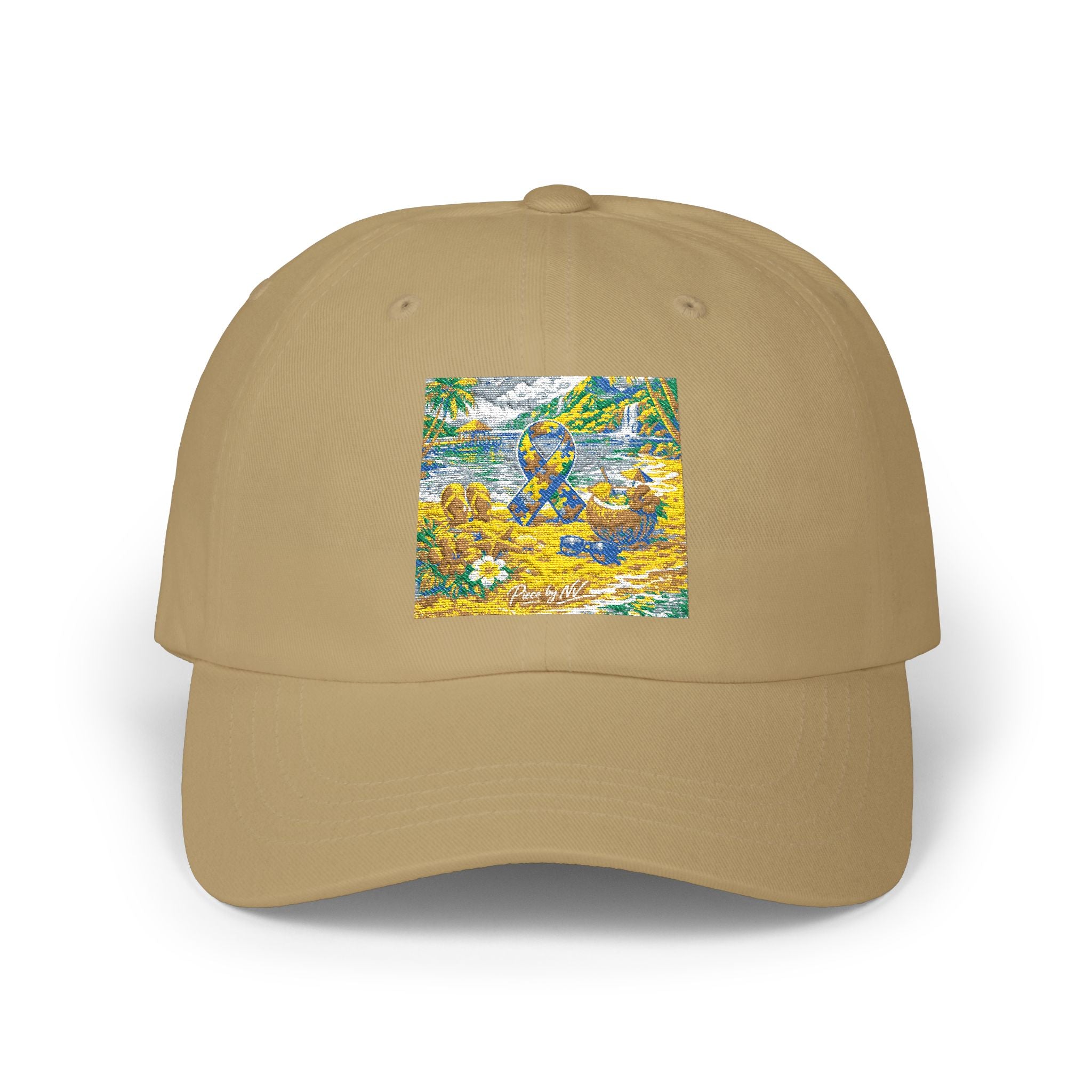 Floral Meadow Art Classic Dad Cap | Yellow Blue Wildflower Embroidery