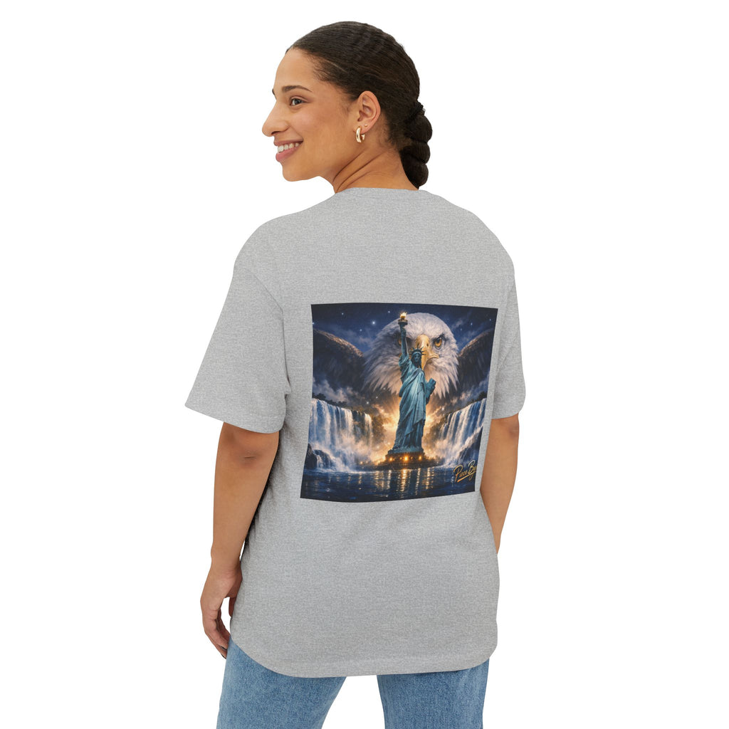 Statue of Liberty Eagle Back Print T-Shirt | Patriotic Liberty Artwork