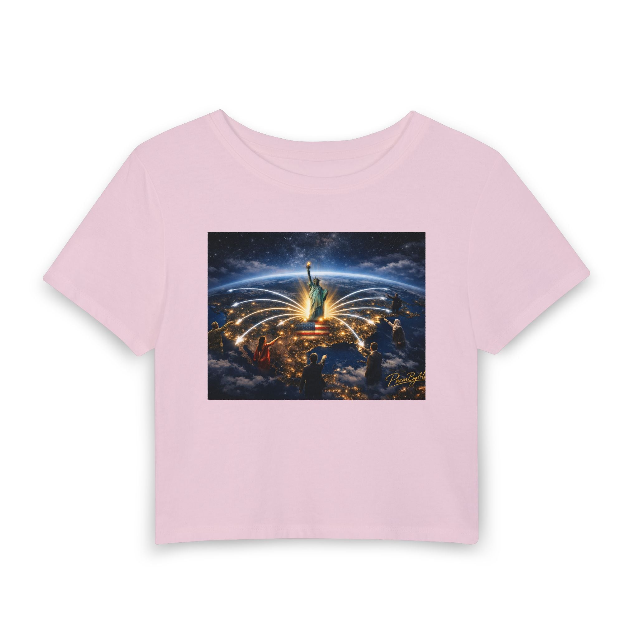 Statue of Liberty Cityscape Baby Tee | New York Skyline Graphic