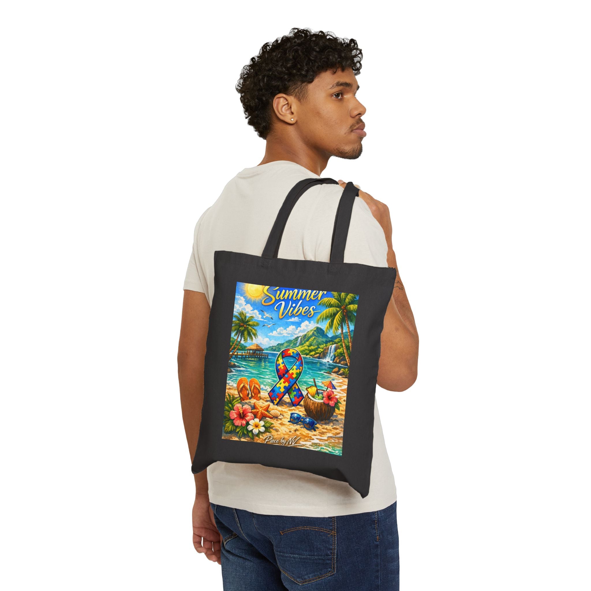Summer Vibes Beach Scene Tote