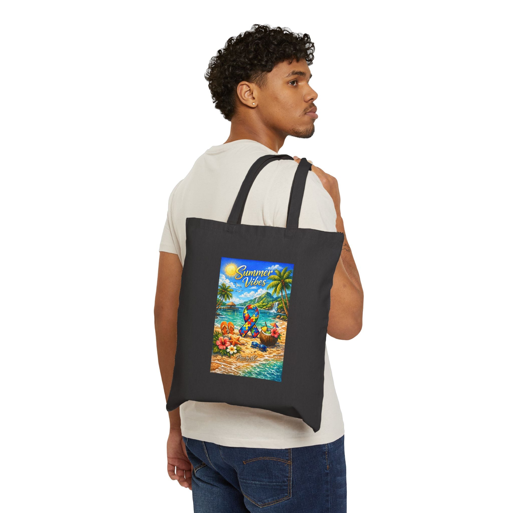 Summer Vibes Beach Scene Tote