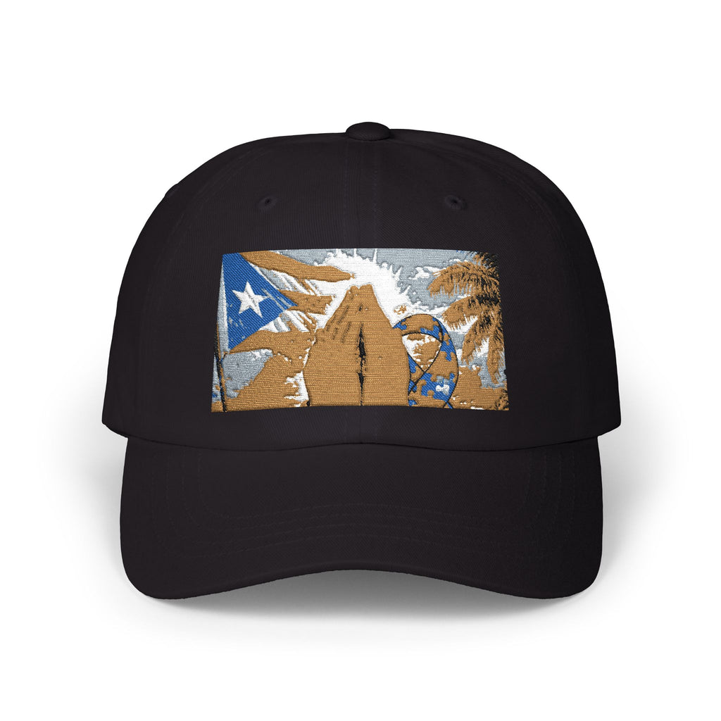 Puerto Rican Flag Surf Shack Dad Cap | Retro Beach Illustration Dad Cap