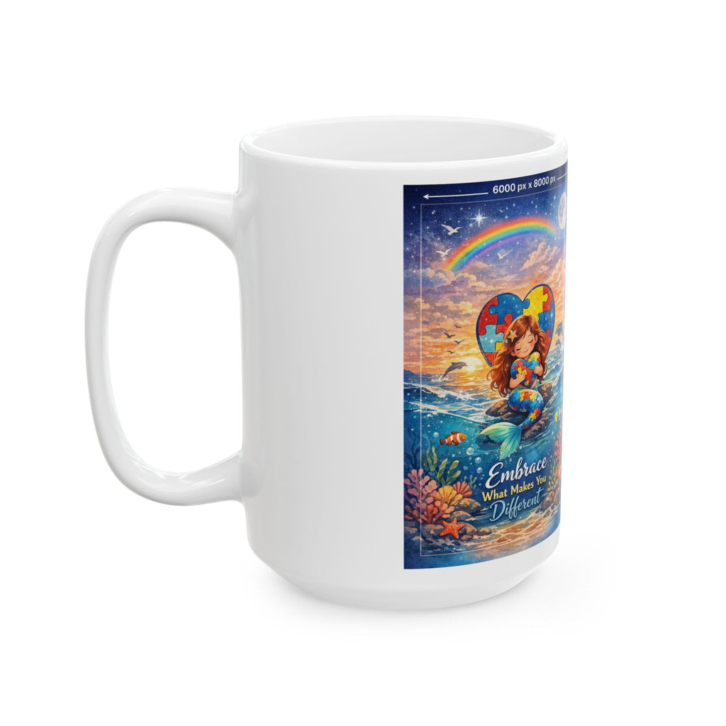 Autism Awareness Mermaid Heart mug | Ceramic Coffee Cup