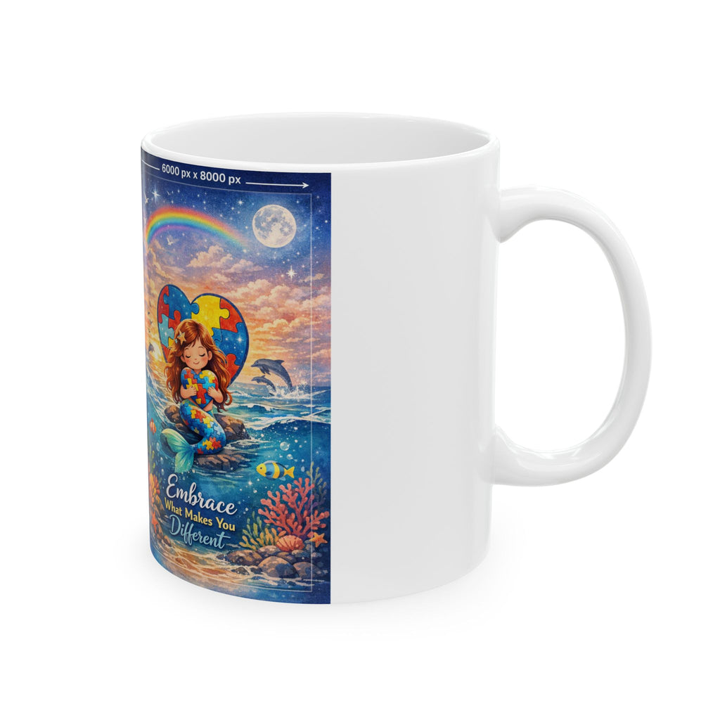 Autism Awareness Mermaid Heart mug | Ceramic Coffee Cup