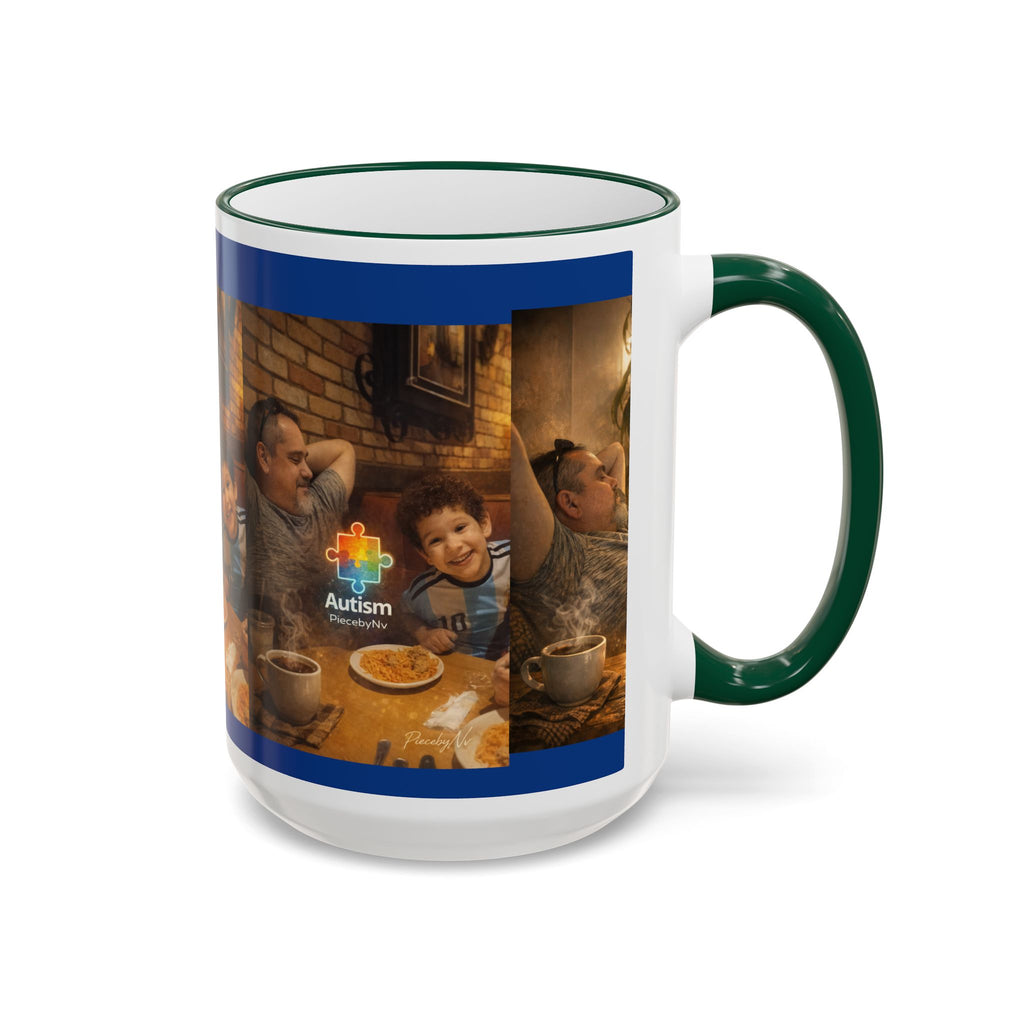 Autism Puzzle Heart Illustration Mug | Accent Rim & Handle