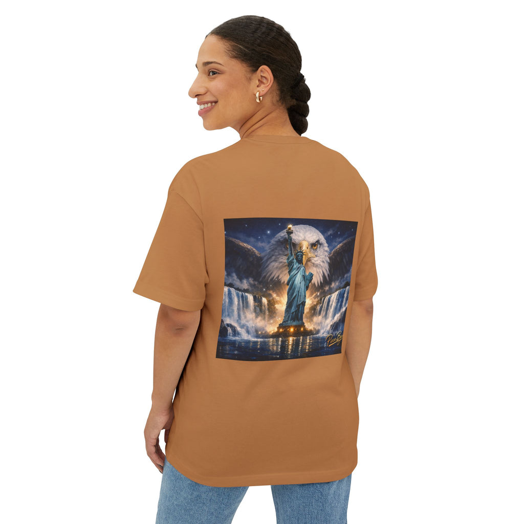 Statue of Liberty Eagle Back Print T-Shirt | Patriotic Liberty Artwork