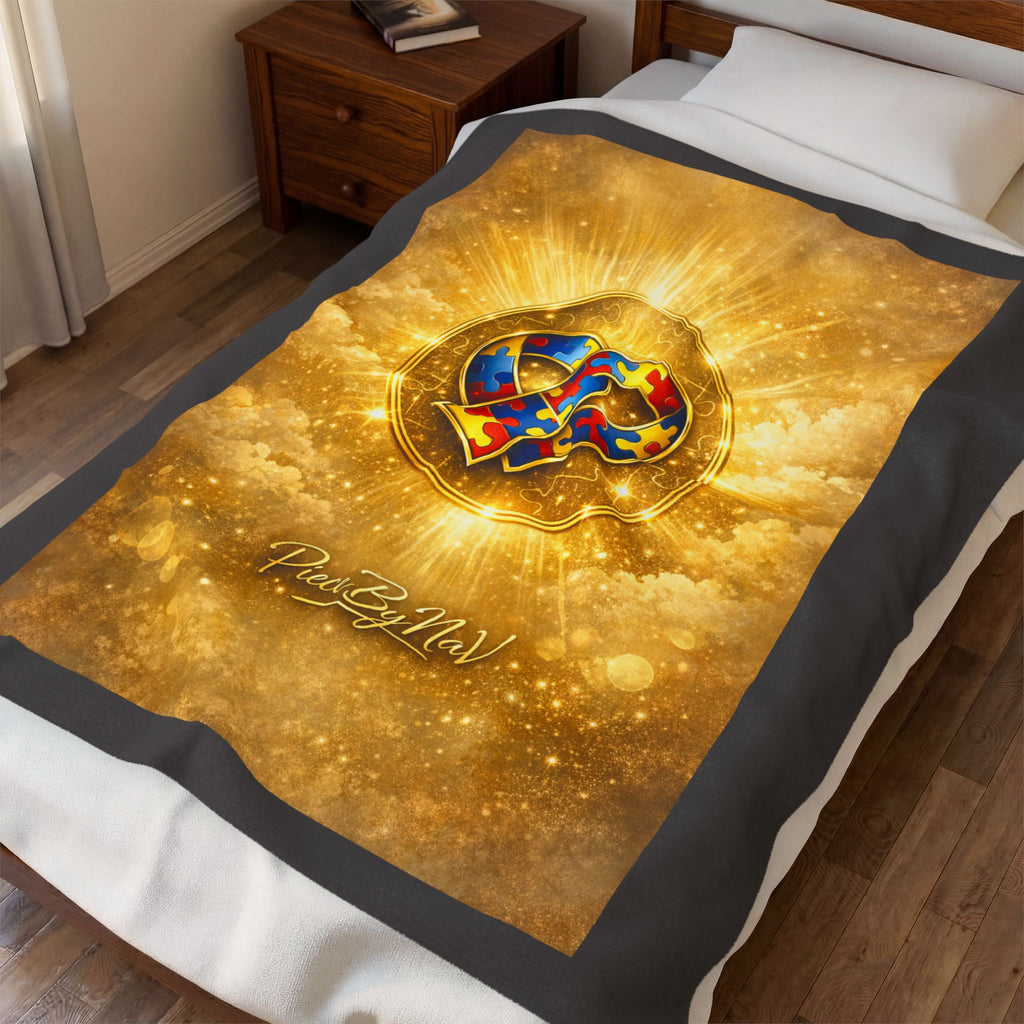 Autism Awareness Puzzle Heart Velveteen Plush Blanket