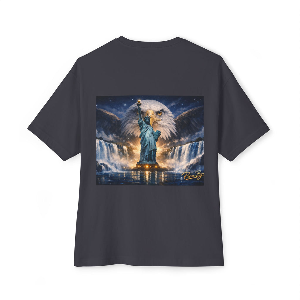 Statue of Liberty Eagle Back Print T-Shirt | Patriotic Liberty Artwork