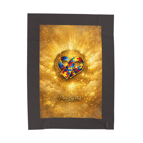 Autism Awareness Puzzle Heart Velveteen Plush Blanket