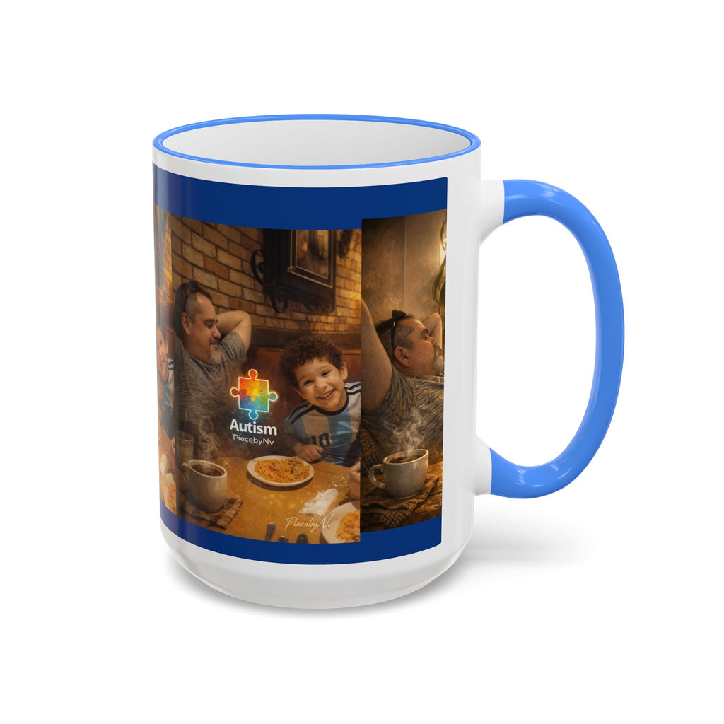 Autism Puzzle Heart Illustration Mug | Accent Rim & Handle