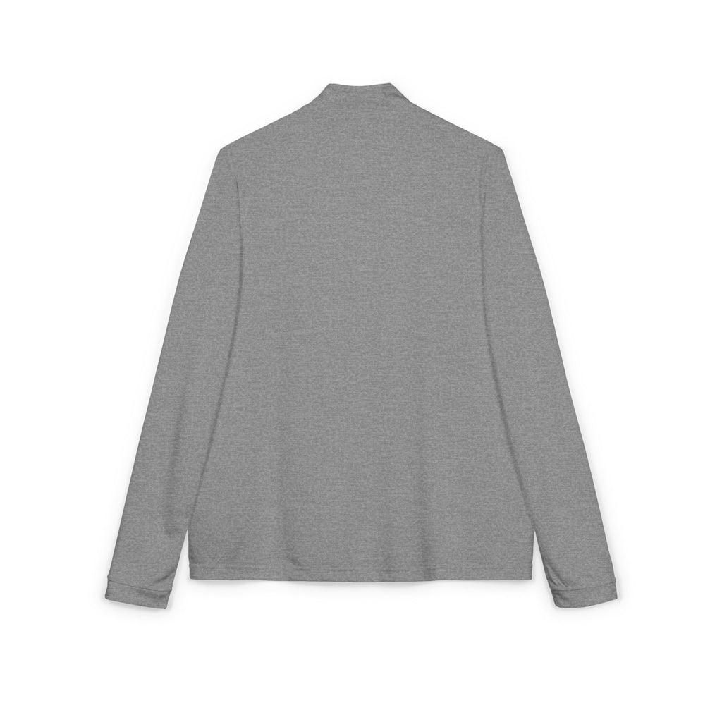 Embroidered Quarter-Zip Pullover — Abstract Gold & Navy Patch