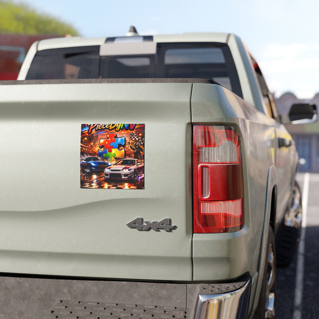 Racing Puzzle Piece Car Magnet | Magnetic Car Decal, Puzzle Autism Awareness