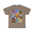 Cuban Beach Scene Prayer Hands T-Shirt | Cuban Flag, Tropical Palms, Hummingbird