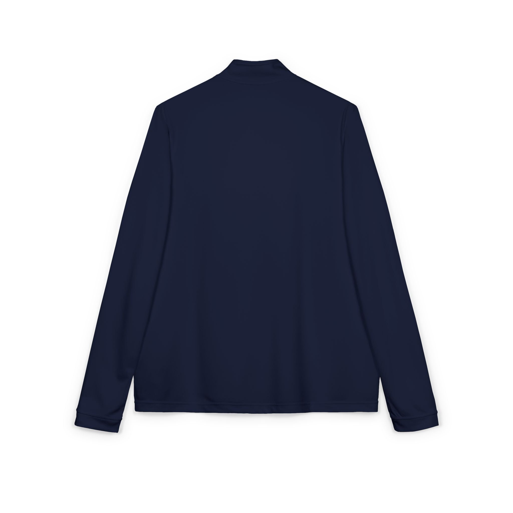 Embroidered Quarter-Zip Pullover — Abstract Gold & Navy Patch