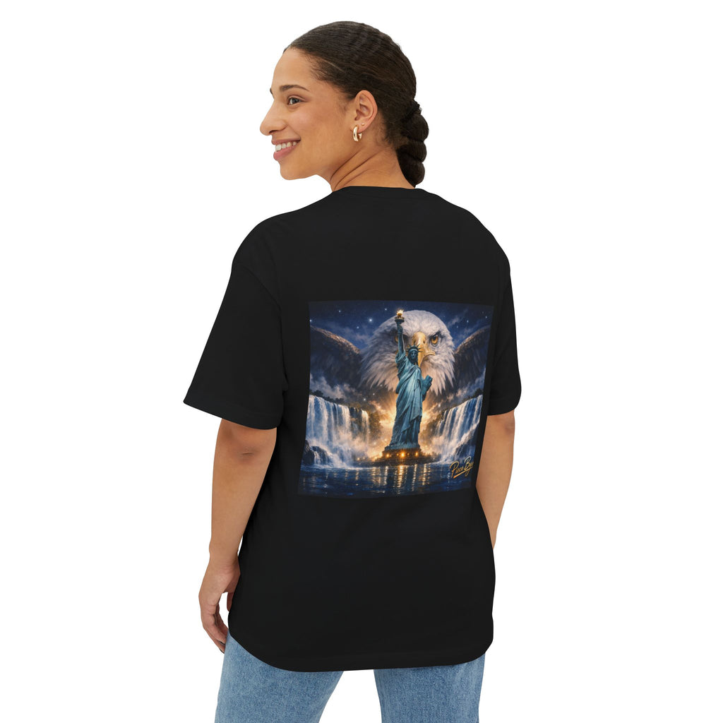Statue of Liberty Eagle Back Print T-Shirt | Patriotic Liberty Artwork